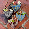 Miniatyrbillede 2 af 5: Hjerte Resin Sukkulent Potte Plantning Sukkulent Planter Resin Kærlighed Lomme Hængende Sukkulent Potter B