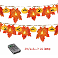 Miniatyrbillede 3 af 5: LED Ahornblad Lyskæde Indendørs Udendørs Dekoration 3m 20 Lys Batteriboks 3m Boble Base One Size HIASDFLS