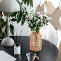 Miniatyrbild 5 av 5: Halm Glas Blomvas Japansk Blomkruka i Nordisk Kontrakterad Kreativ Blomkorg för Vattning av Växter -S