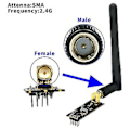 Miniatyrbillede 5 af 5: 4 stk. Nrf24l01+pa+lna Trådløst Modul Med Antenne 1100 Meter Lang Distance Med Nrf24l01 Trådløs