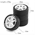 Pikkukuva 2 / 5: 4 kpl 68mm 1/10 RC kilpa-auton renkaat maantielle Touring Drift -auton rengaspyörä TT01 TT02 XV01:lle, valkoinen