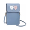Miniatyrbild 1 av 5: DENUOTOP Mini Crossbody Bag, Söt PU Läder Mobiltelefon Väska med Touch Screen Transparent Fönster Sling Plånbok för Telefon Nycklar Pengar Kort Blå