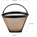 Miniatyrbillede 2 af 5: 304 rustfrit stål kaffefilter guld kaffenet vandpulver separation udløb te infuser kaffemaskine filter
