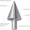 Miniatyrbillede 2 af 5: Trin Drill Cone Hulskærer 13 Trin 5-35mm Rund Skaft Bit Cone Skæreboremaskine med Titanium Belægning til Metal Træ Plast