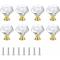 Miniatyrbillede 1 af 5: 8 stk. skuffeknapper kommodegreb møbelknapper krystal 30mm zinklegering krystalglas knop håndtag garderobe træk håndtag møbelhåndtag (