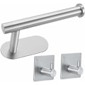 Miniatyrbillede 1 af 5: Sæt med 3 toiletrulleholdere - Ingen boring - Rustfrit stål - Ideel til badeværelse, toilet, køkken - Sølv