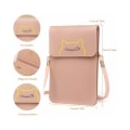 Miniatyrbild 3 av 5: DENUOTOP Mini Crossbody Bag, Söt PU Läder Mobiltelefon Väska med Touch Screen Transparent Fönster Sling Plånbok för Telefon Nycklar Pengar Kort Blå