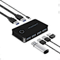 Miniatyrbild 1 av 5: USB KVM Switch USB Delad Switch 2 in 4 Ut för Laptop PC Tangentbord Mus Skrivare USB Switch Hub Adapter USB 3.0