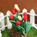Miniatyrbillede 2 af 5: 1:12 En Ornt Tulipan Plante Blomst En Rotte