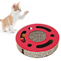 Miniatyrbild 4 av 5: Kattklösbräda Leksak 3 i 1 Interaktiv Förtjockad Rund Korrugerad Kattunge Klösleksak med Bell Ball Röd