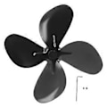Miniatyrbillede 1 af 5: Udskiftningsblad til ovnventilator, aluminiumslegering, pejsventilator, 4 blade med sekskantnøgle, skrue, sort