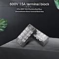 Miniatyrbillede 3 af 5: 3 stk. 600 V 15 A 4 positioner dobbelte rækker dækket barriere skrue terminal blok strip