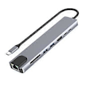 Miniatyrbild 1 av 5: USB-C Hub med Ethernet, 4K HD, USB 3.0, SD-kortläsare, 87W PD Laddning Höghastighetsdataöverföring för MacOS