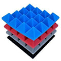 Miniatyrbillede 4 af 5: 24 stk. 25X25X5Cm Studio Akustisk Lydisolerende Skum Pyramide Støjisolering Lydabsorberende Behandlingspaneler Sort+Blå