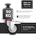Miniatyrbild 4 av 5: Sats med 4 tunga hjul 75 mm - Vridbara hjul med broms upp till 50 kg per hjul - Massiva gummihjul för inomhus- och utomhusbruk