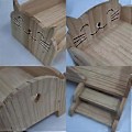 Miniatyrbild 4 av 5: Leksäng i trä för dockor Universal Träsäng Trädocka DIY Mini Leksäng för Dockor Barnens Dag Gåva (Björn)