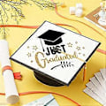 Miniatyrbilde 5 av 5: Sublimeringsemner Gradueringspynt Varmeoverføring Plate, MDF Selvklebende Grad Hatt Pynt til Festutstyr 5