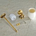 Miniatyrbillede 5 af 5: Toiletbørsteholder i keramik, retro messing, til badeværelset (børste inkluderet), antik messing finish, badeværelsestilbehørssæt til vægmontering