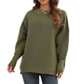 Miniatyrbillede 1 af 5: Langærmet Sweater Dame Efterår Vinter Åndbar Løs Afslappet Elegant Ensfarvet Strikket Pullover Toppe OD Grøn XS