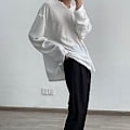 Miniatyrbild 4 av 5: Långärmad T-shirt för män V-ringad Trendig Minimalistisk Casual Topp för Män för Daglig Utomhusbruk Vit L