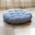 Miniatyrbillede 3 af 5: Gulvpute gulvpute japansk futon stolpude tatami gulvpute bomuld og linned stribet grå 47cm
