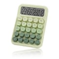 Miniatyrbillede 1 af 5: Mekanisk bordregner, søde regnemaskiner med store knapper og 12-cifret stort LCD-display, skrivebordstilbehør, grøn