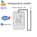 Miniatyrbillede 3 af 5: WiFi Temperaturkontakt med 2M Sensor Smart WiFi 20A Termostat Temperaturkontakt Understøtter Stemmestyring