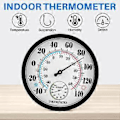 Miniatyrbild 4 av 5: Inomhus Utomhus Termometer Trädgård Vägg Uteplats Väder Termometer Hygrometer, Stort Nummer 10 tum Diameter (Svart)