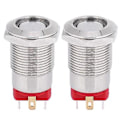 Pikkukuva 1 / 5: 2 kpl 12mm 4-nastainen itselukittuva metallinen painikekytkin LED-valolla IP66 IK09 (Punainen 100~240V)