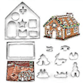 Miniatyrbillede 1 af 3: 18 Dele Peberkagehus Udskærersæt, 3D Julehus Kageudstikkersæt, Rustfrit Stål Kiksudstikkerform Sæt