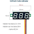 Miniatyrbild 3 av 4: 6 st Mini Voltmeter, Digital DC Voltmeter 0,28 tum, 0-100V DC 3-trådig Panel Spänningstestare LED-display, Mini Voltmeter Gauge Tester, Röd