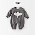Miniatyrbild 2 av 3: Baby jumpsuit höst långärmad elefant babyhandduk broderad nyfödd rolig bomullskläder sparkdräkter