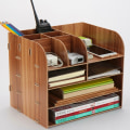 Miniatyrbilde 5 av 5: Trest skrivebordsarrangør, multifunksjonell DIY-skrivebordsoppbevaringshylle, filbrevdokumentmagasinoppbevaringshylle for kontor, hjem og øko