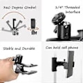 Miniatyrbillede 2 af 5: 2 stk. Fjederklemme til kamera, Metalklemme til kamera, Kameraklemme med kuglehoved, Til mobiltelefoner, DSLR-kameraer (sort)