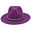 Miniatyrbilde 1 av 5: Europeisk og amerikansk ullen britisk retro jazzhatt allsidig retro hatt med stor brem stor gullkjede svart flosshatt