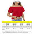 Miniatyrbilde 5 av 5: Dame Sommer Topp Casual Løs Off Shoulder Kortermet Volang Kant Topp for Kvinner Rød S