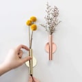 Miniatyrbild 4 av 5: 2-pack väggmonterade blomvaser i metall, moderna torkade blomhållare, väggdekoration för veranda, hemmakontor (exklusive självhäftande material) S