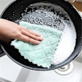 Miniatyrbillede 2 af 2: Flerfarvede mikrofiber rengøring tykke bløde viskestykker håndklæde til køkken (Grøn Grå)