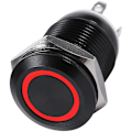 Miniatyrbillede 2 af 5: Bil 12mm LED-lys Momentary Trykknap Rocker Switch Sort Hus 2A