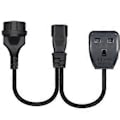 Pikkukuva 4 / 5: IEC320-C14 Uros - UK 13A+EU4.8mm Naaras Adapterijohto Y-jakaja Virtajohto