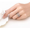 Miniatyrbild 2 av 5: Tumring Silver Cross Lines Ring Celtic Knot Justerbar Öppen Ring Cubic Present