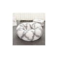 Miniatyrbillede 1 af 5: Donut Katteseng, Kæledyr beroligende plys rund pude, varm kram blød sofa kennel, behagelig sovekurv måtte, sort og hvid (grå og hvid
