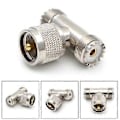 Miniatyrbillede 2 af 5: PL259 UHF Han til Dobbelt SO-239 UHF Hun SO239 Triple Tee Type 3-vejs Adapter