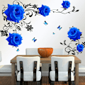 Miniatyrbilde 4 av 4: Generisk stor blå rose blomster sofa/TV bakgrunnsvegg klistremerke hjemmedekorasjon DIY soverom stue veggmaleri kunst klistremerker plakater klistremerker, 60×90cm
