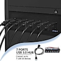 Miniatyrbild 1 av 2: 7 Portars USB 3.0 Hub 5Gbs 5.25 tums CD-ROM Enhetsfack CD Rom Frontpanel För Datorchassi+USB 3.0 19-p
