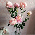 Miniatyrbilde 4 av 5: 3 Hoder Bukett Silkeblomster Brudebukett Høst Levende Roseblomster for Bryllup Hjemmefest Dekorrosa