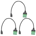Miniatyrbilde 2 av 5: 3 stk. Micro USB 5-pinners hann til 5-pinners skrue med skjold Lødfri terminalpluggadapterkabel
