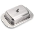 Miniatyrbilde 1 av 5: Smørboks i rustfritt stål, smørboks i metall med lokk, smørklokke smørboks smørkjøler smørboks sølv, 12,2 x 18,5 x 6,8 cm