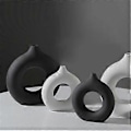 Miniatyrbillede 3 af 5: Nordisk Keramisk Vase Dekor Donuts Blomsterpotte Rumdekoration Sort, L