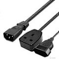 Miniatyrbillede 2 af 5: IEC320-C14 Han til UK 13A+EU4.0mm Hun Strømforsynings Konverter Kabelledning